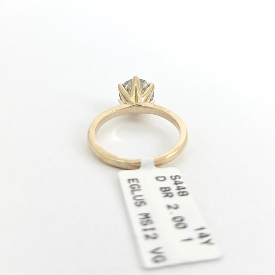 EGL Round Solitaire Diamond 6-Prong Engagement Ring 14K Yellow Gold, 2.00 CT - 11