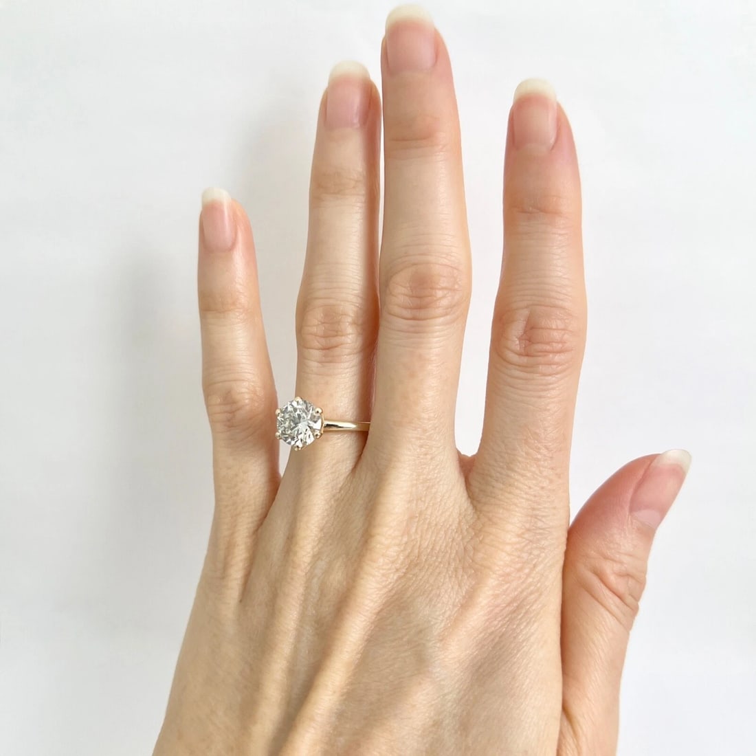 EGL Round Solitaire Diamond 6-Prong Engagement Ring 14K Yellow Gold, 2.00 CT - 3