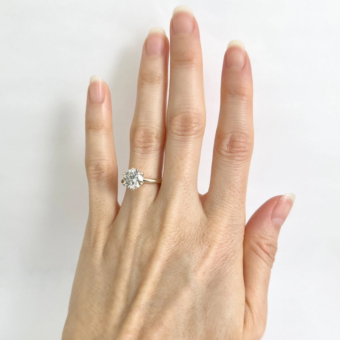 EGL Round Solitaire Diamond 6-Prong Engagement Ring 14K Yellow Gold, 2.00 CT - 4