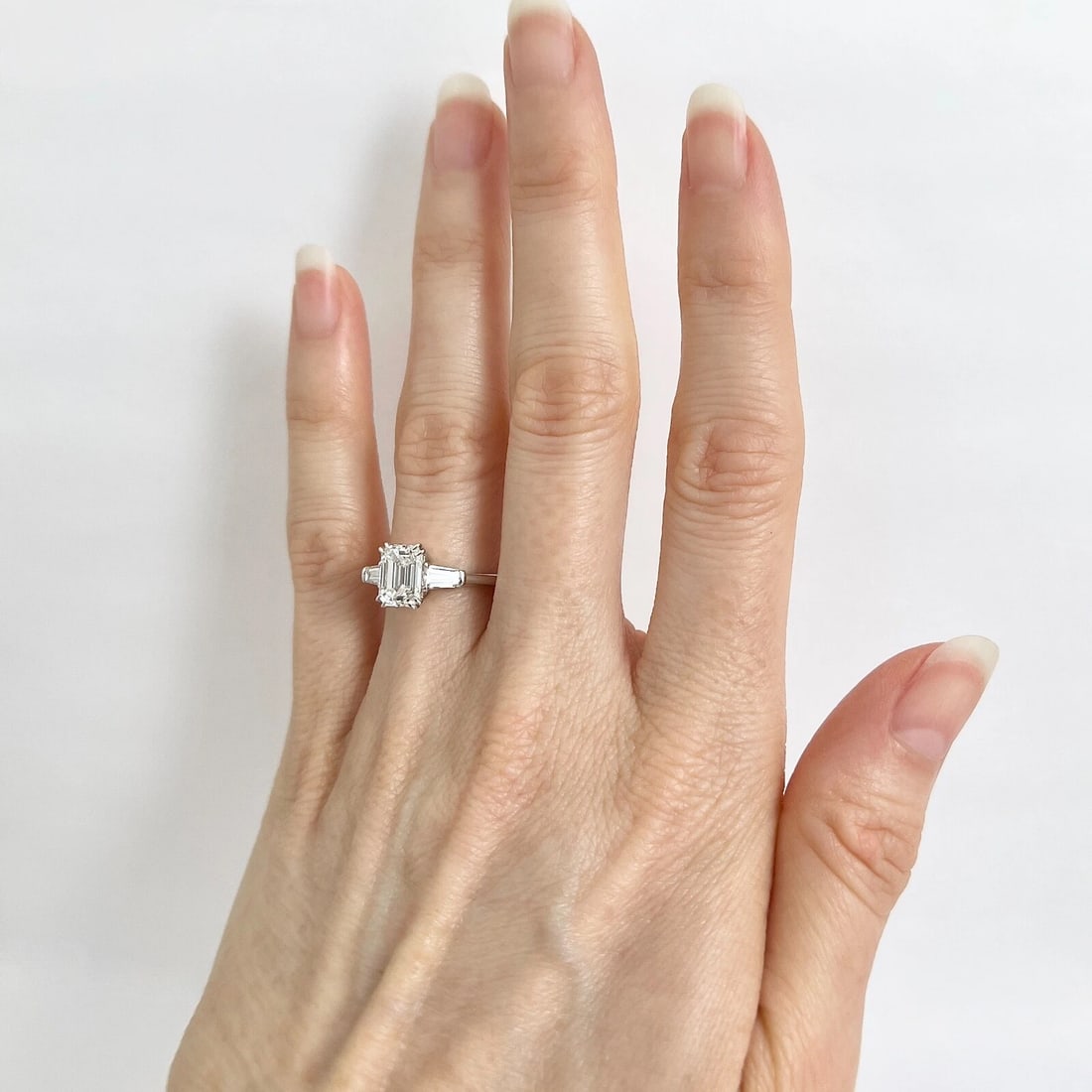 GIA Emerald Cut Baguette Diamond Engagement Ring 14K White Gold, 1.80 CTW - 4