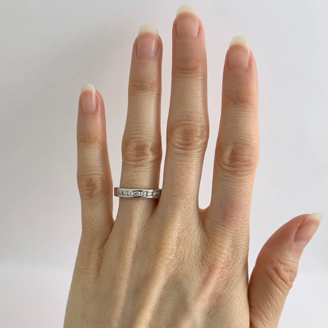 Round Diamond Channel-Set Eternity Ring Wedding Band 14K White Gold, Size 6 - 3