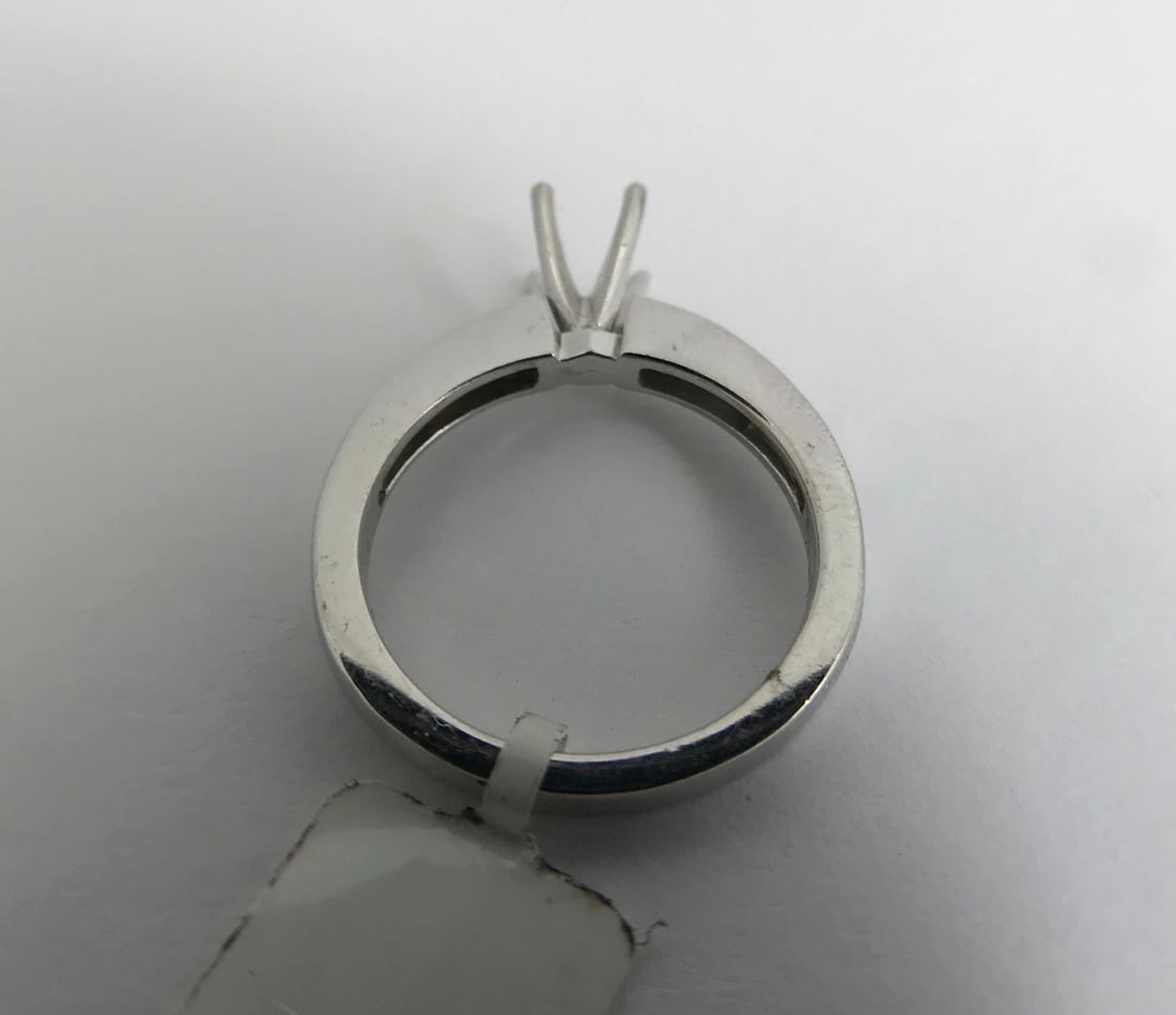 Baguette Channel-Set Diamond Engagement Ring Mounting 14K White Gold .65 CTW - 9