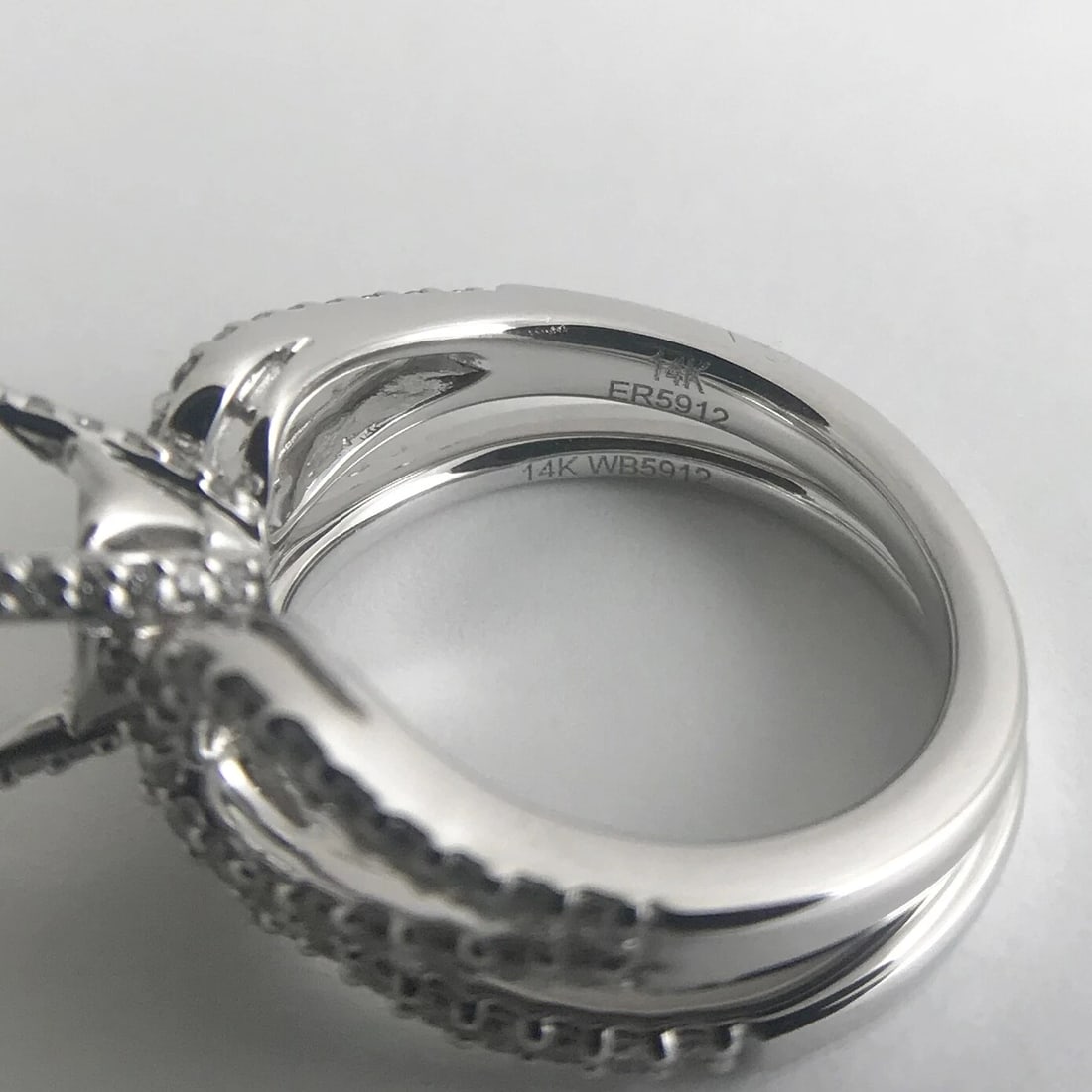 Diamond Engagement Ring Mounting Curved Band Set 14K White Gold .55 CTW, 7.07 Gr - 12