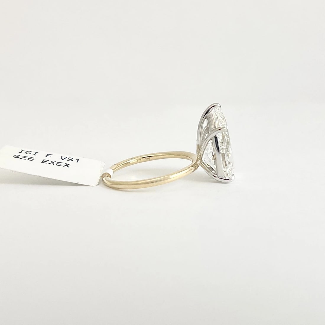 Pear Shape Lab-Created Diamond Engagement Ring 14K Yellow Gold, 5.21 CT - 6