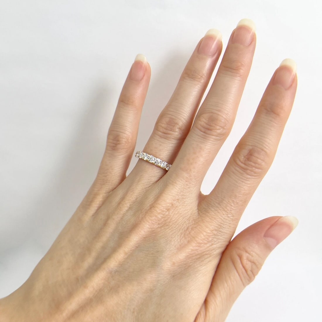 9-Stone Round Diamond Wedding Band Ring Wedding 14K Yellow Gold Size 5.5, .86 TW - 4