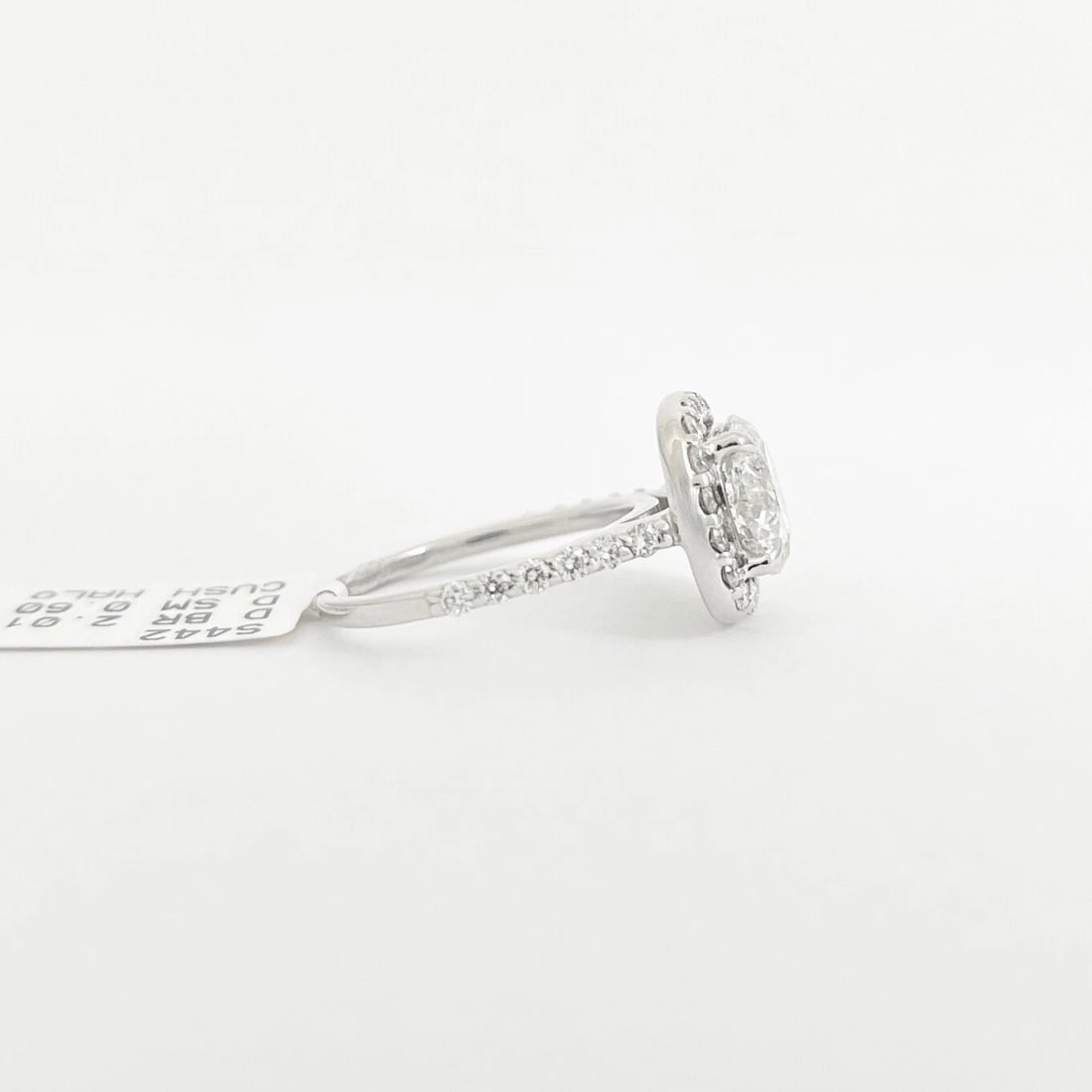 Cushion Halo Round Diamond Engagement Ring 14K White Gold, 2.61 CTW - 8