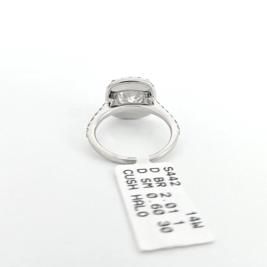 Cushion Halo Round Diamond Engagement Ring 14K White Gold, 2.61 CTW - 9