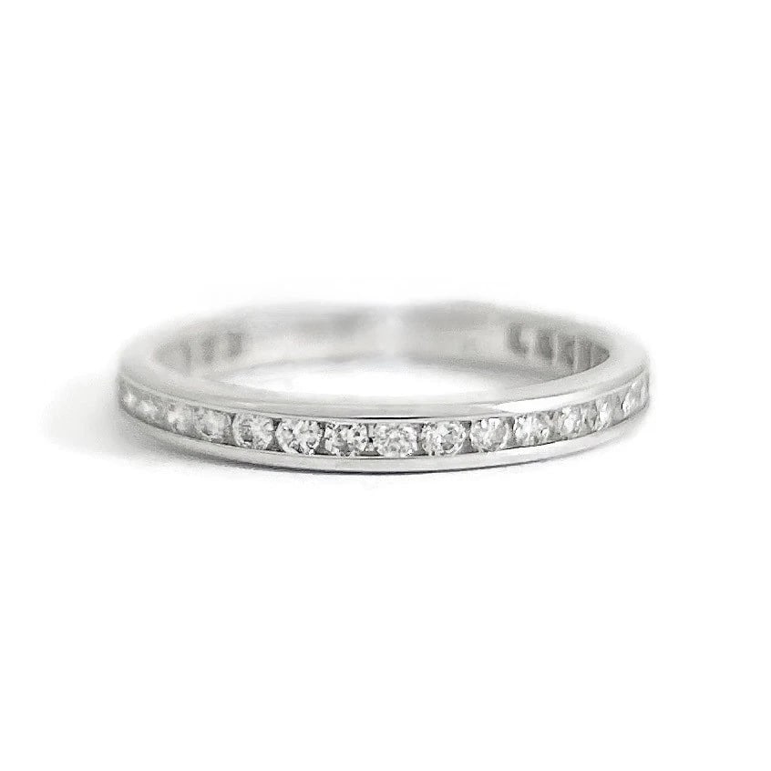 Round Diamond Eternity Channel-Set Wedding Band Ring 14K White Gold, Size 6: Round Diamond Eternity Channel-Set Wedding Band Ring 14K White Gold, Size 6 This is a beautiful and unique wedding band, anniversary ring or statement ring. Let us know if you have any questions.
