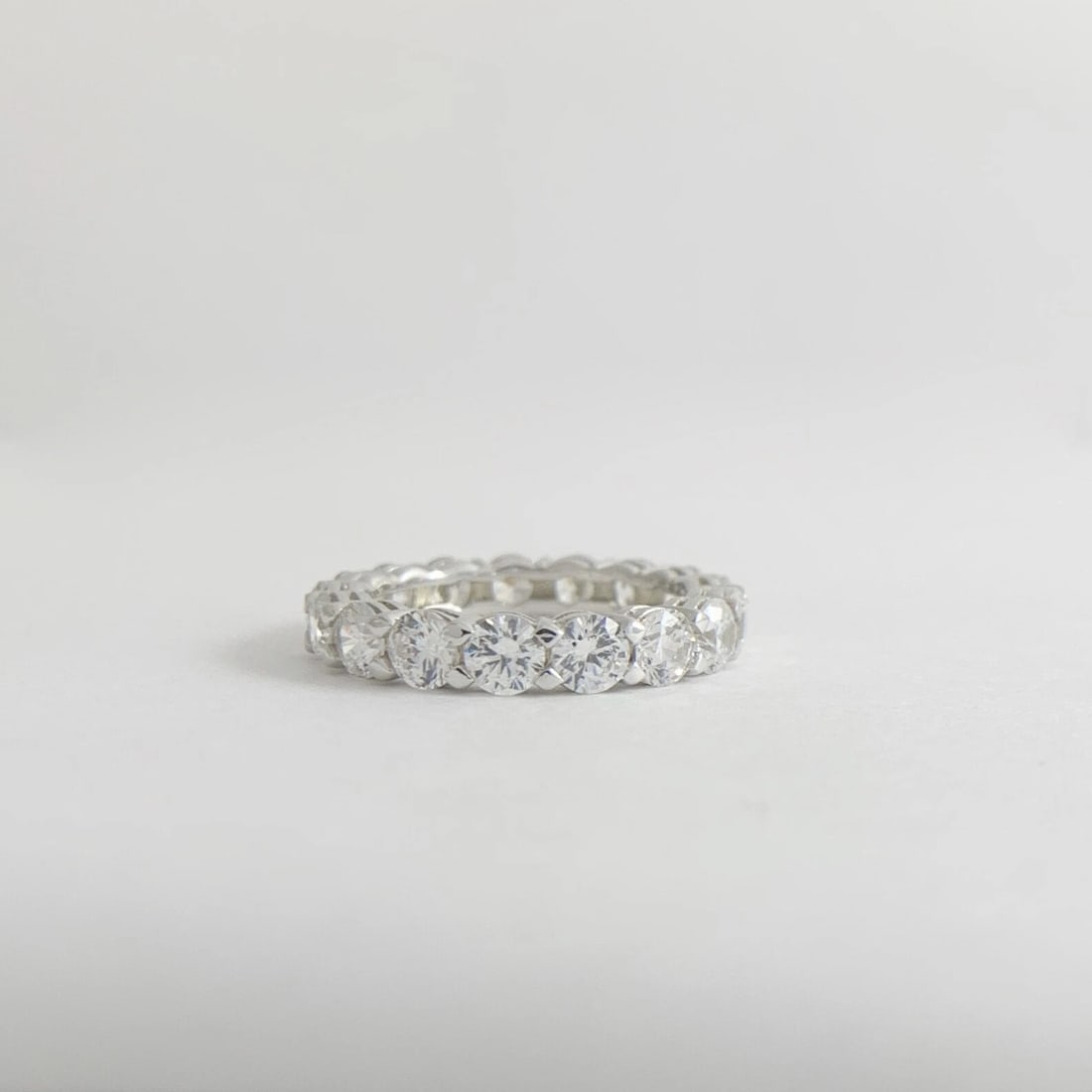 Round CZ Cubic Zirconia Eternity Wedding Band Ring 14K White Gold, 3.69 Grams - 6