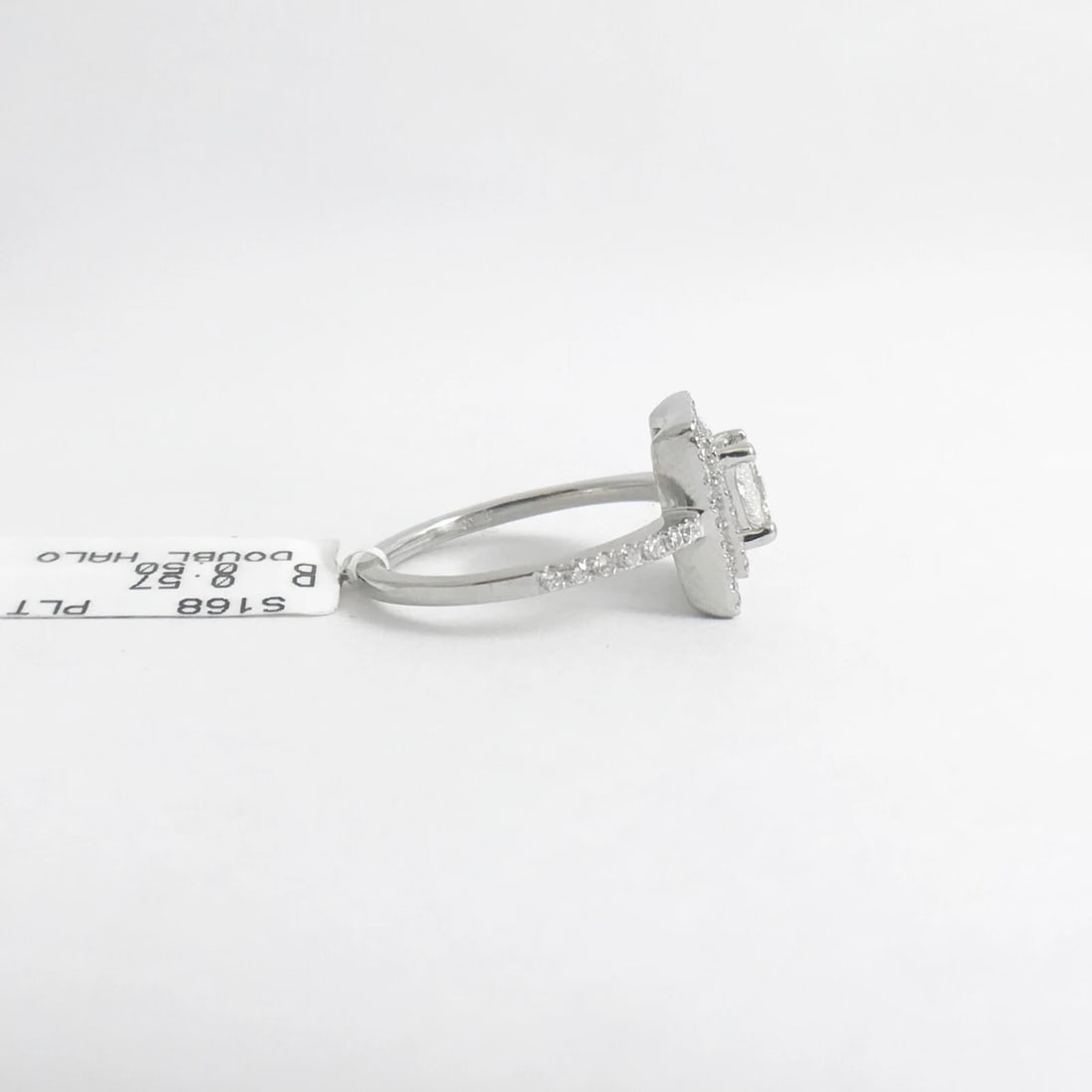 Princess Cut Double Halo Diamond Platinum Engagement Ring 1.07 CTW, 6.85 Grams - 6