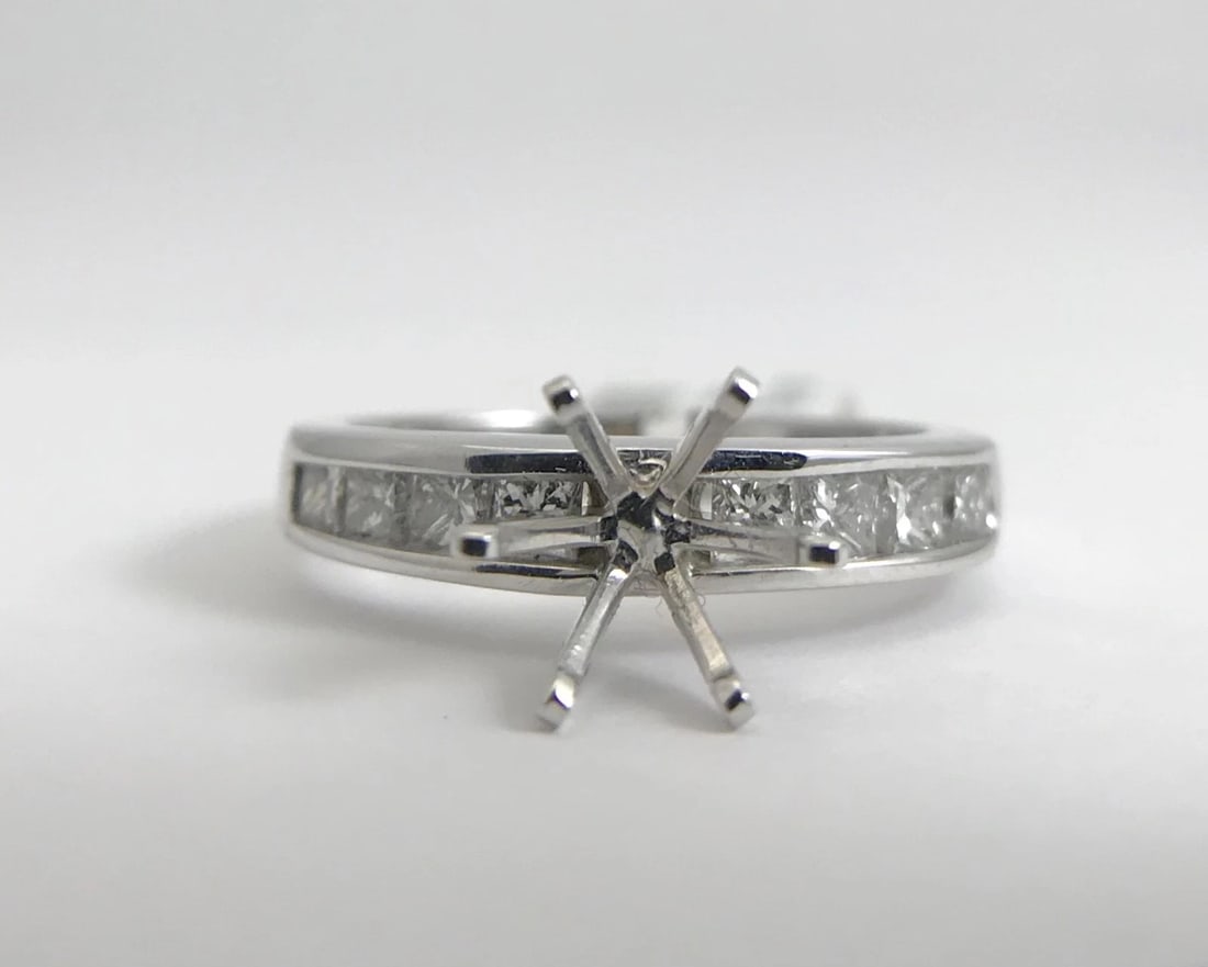 Princess Channel-Set Diamond Engagement Ring Mounting 14K White Gold .65 CTW - 7