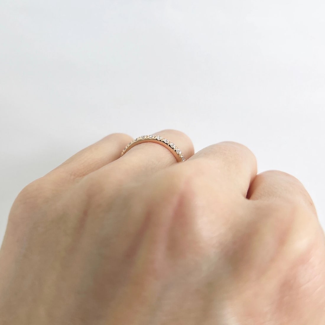 Round Diamond Eternity Ring Wedding Band 14K Pink Rose Gold, Size 7, .70 CTW - 6