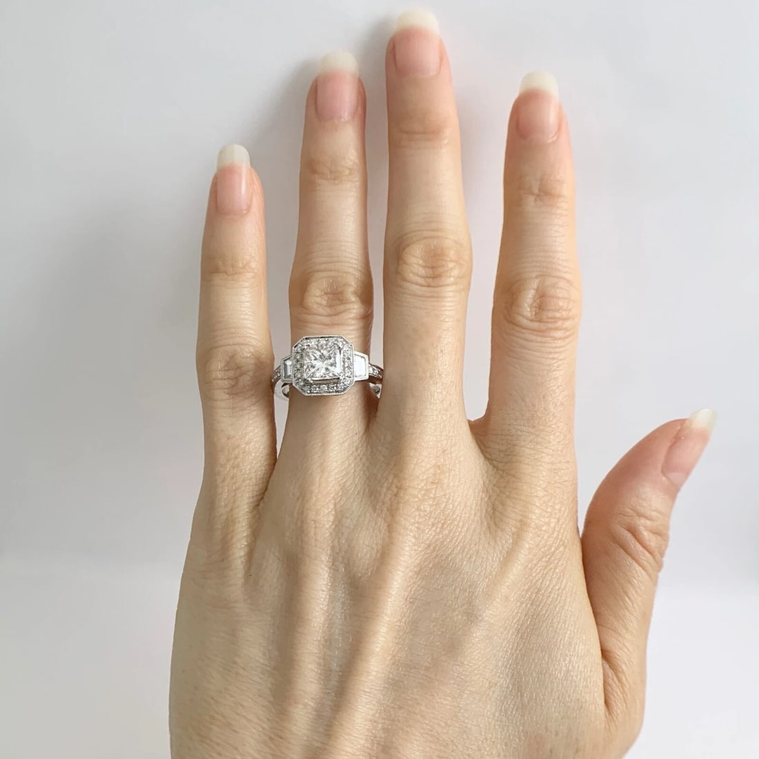 GIA Cushion Halo Princess Diamond Engagement Ring 14K White Gold, 2.06 CTW - 2