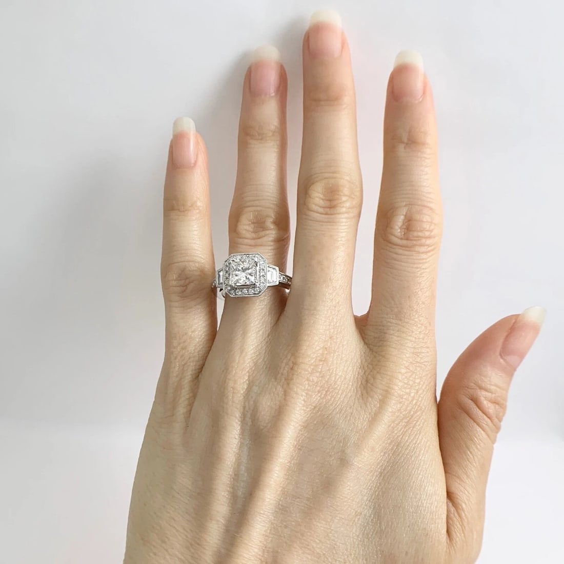 GIA Cushion Halo Princess Diamond Engagement Ring 14K White Gold, 2.06 CTW - 3