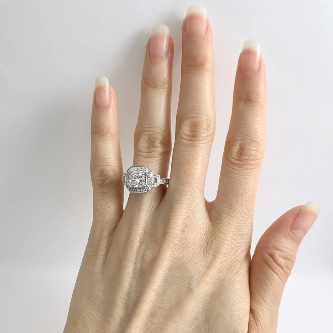 GIA Cushion Halo Princess Diamond Engagement Ring 14K White Gold, 2.06 CTW - 4