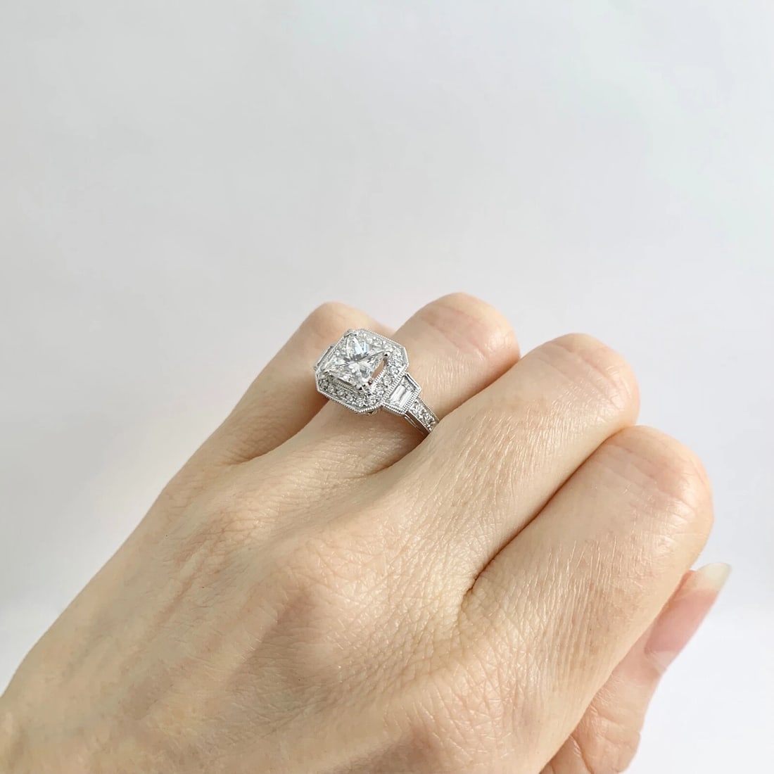 GIA Cushion Halo Princess Diamond Engagement Ring 14K White Gold, 2.06 CTW - 6