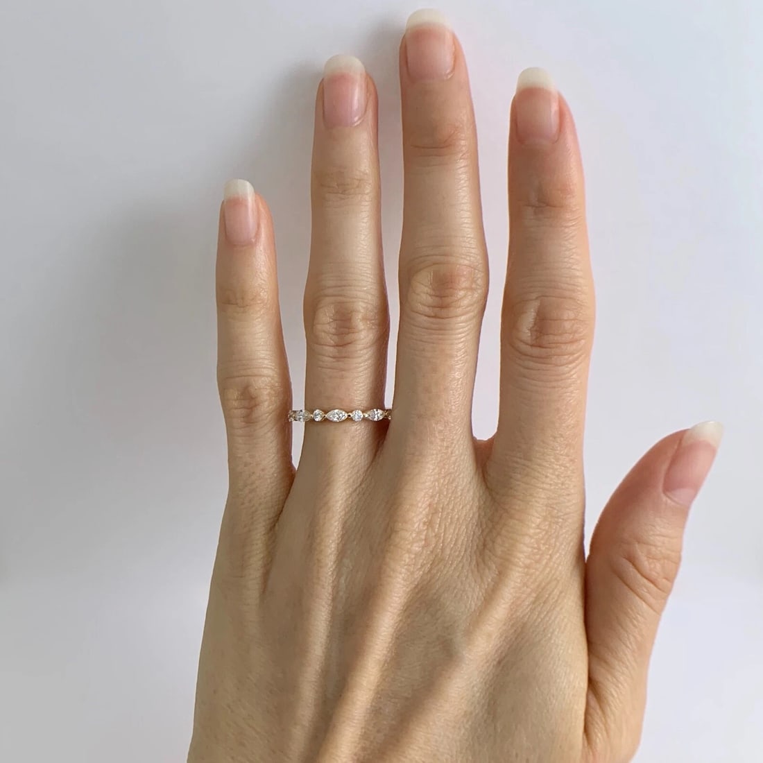 Marquise Round Diamond Eternity Wedding Band Ring 14K Yellow Gold Size 6 1.05 TW - 3