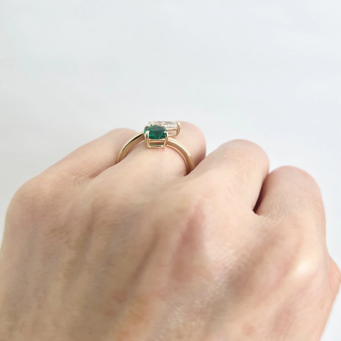 GIA Emerald Diamond 2-Stone Wrap Bypass Engagement Ring 14K White Gold 1.62 CTW - 5