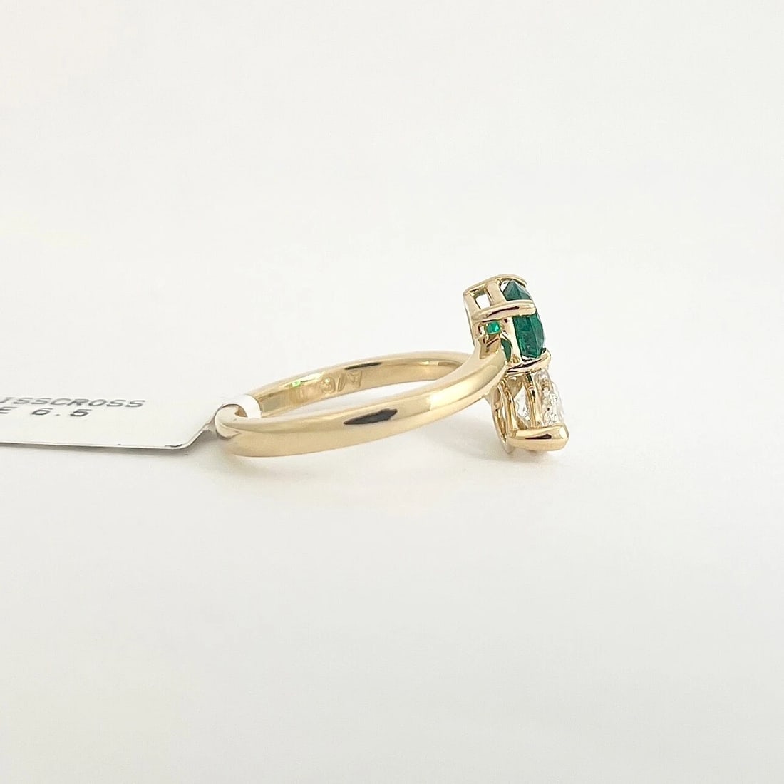 GIA Emerald Diamond 2-Stone Wrap Bypass Engagement Ring 14K White Gold 1.62 CTW - 6