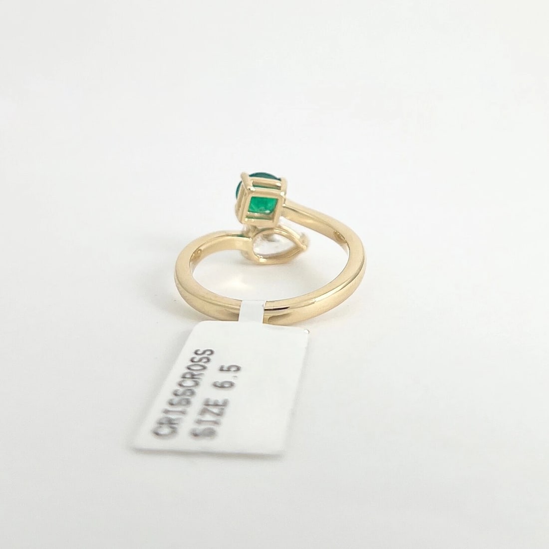 GIA Emerald Diamond 2-Stone Wrap Bypass Engagement Ring 14K White Gold 1.62 CTW - 7