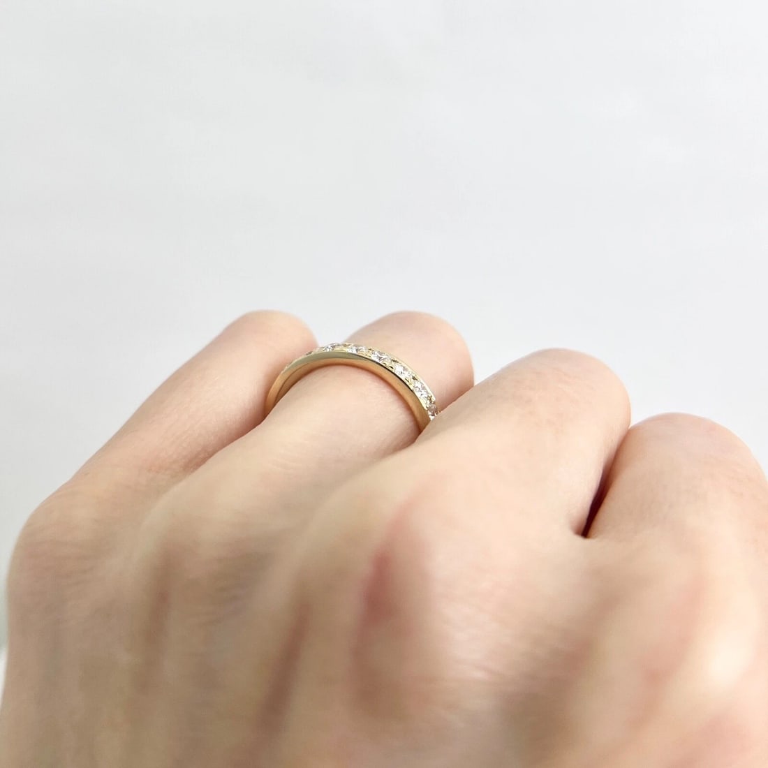 Round Pave Diamond Eternity Ring Wedding Band 18K Yellow Gold Size 7.5, 1.51 CTW - 6