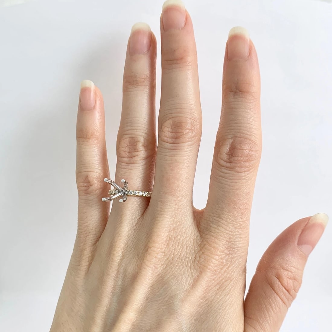 4-Prong Diamond Engagement Ring Setting Mounting Thin Band 14K Yellow Gold - 3