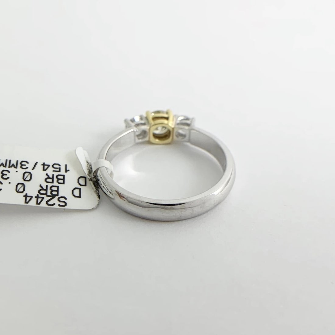 Round 3-Stone Light Yellow Diamond Engagement Ring 18K White Yellow Gold .70 CTW - 10