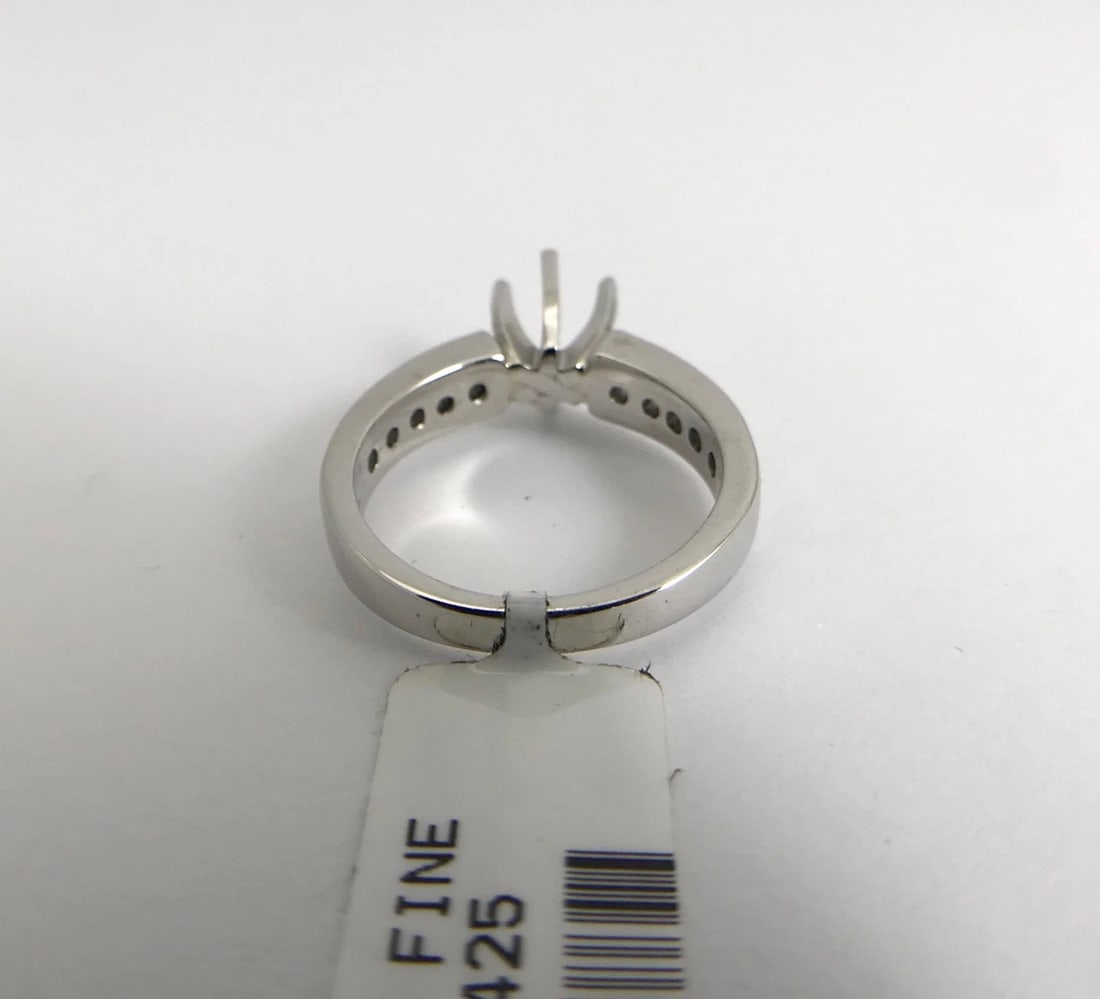 Round Channel-Set Diamond Platinum Engagement Ring Setting Mounting .60 CTW - 8