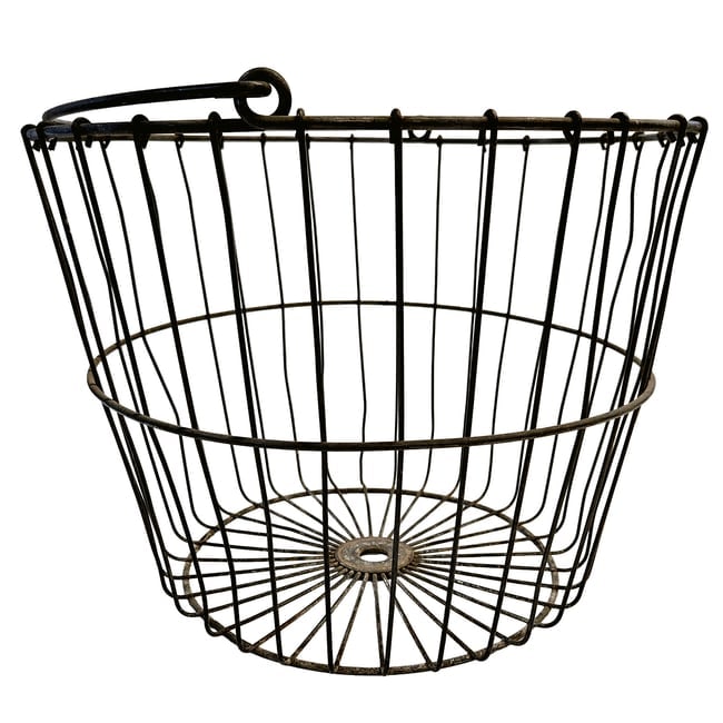 Vintage Metal Wire Egg Fruit Clam Basket Rustic Farmhouse Decor - 2