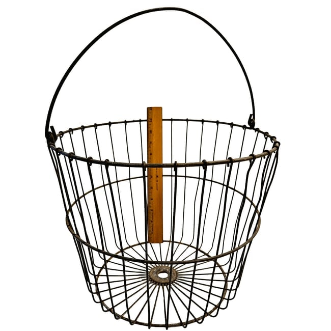Vintage Metal Wire Egg Fruit Clam Basket Rustic Farmhouse Decor - 3