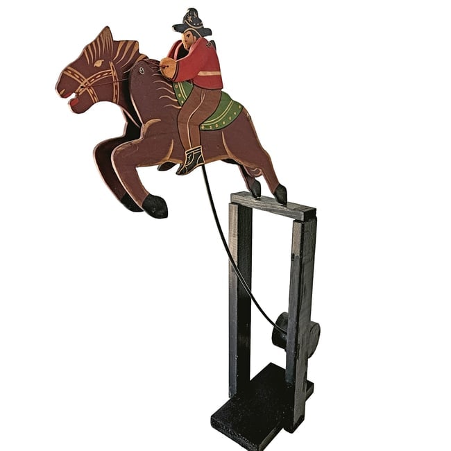 Vintage Wooden Cowboy Skyhook Pendulum Balance Toy - 3