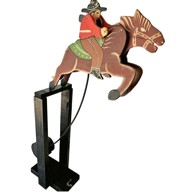 Vintage Wooden Cowboy Skyhook Pendulum Balance Toy - 4