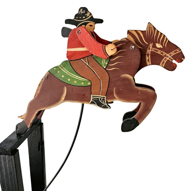 Vintage Wooden Cowboy Skyhook Pendulum Balance Toy - 5