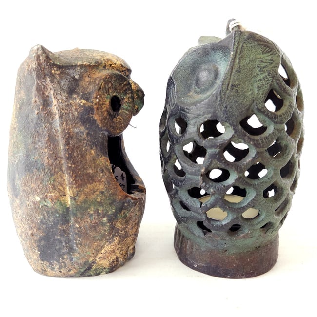 Cast Iron Owl Incense Burner Candle Holders set of 2 - 3