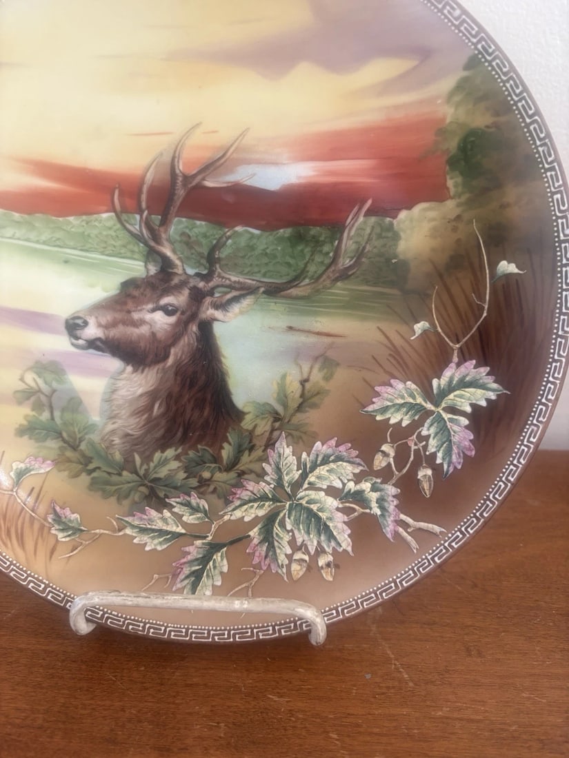 Nippon Porcelain Moriage Stag Plate - 2