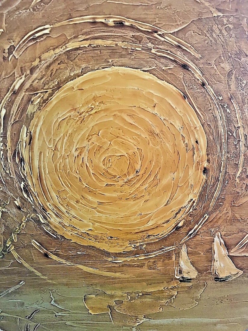 Vintage double sided Painting original sea Shore& Seagulls signed GAINER 22x28 - 3