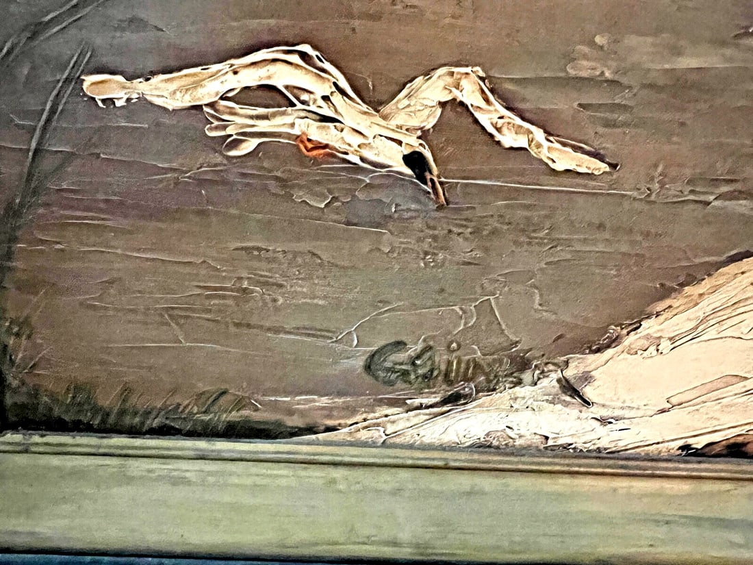 Vintage double sided Painting original sea Shore& Seagulls signed GAINER 22x28 - 9