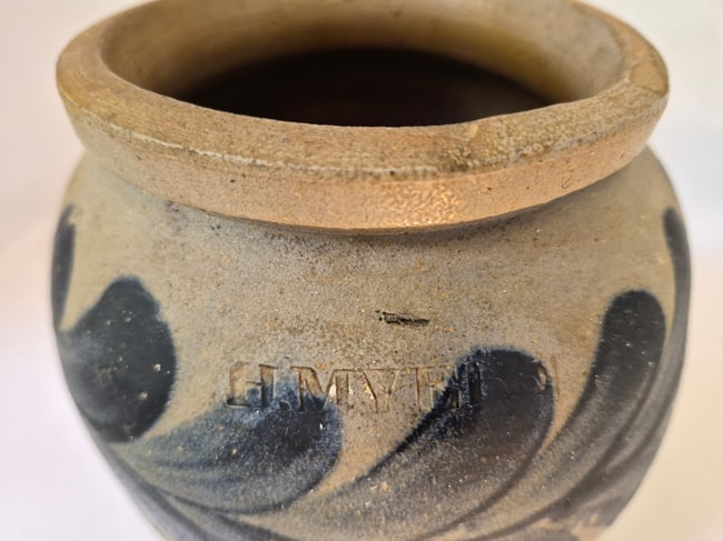 Half gallon ovoid stoneware jar with heavy cobalt - 2