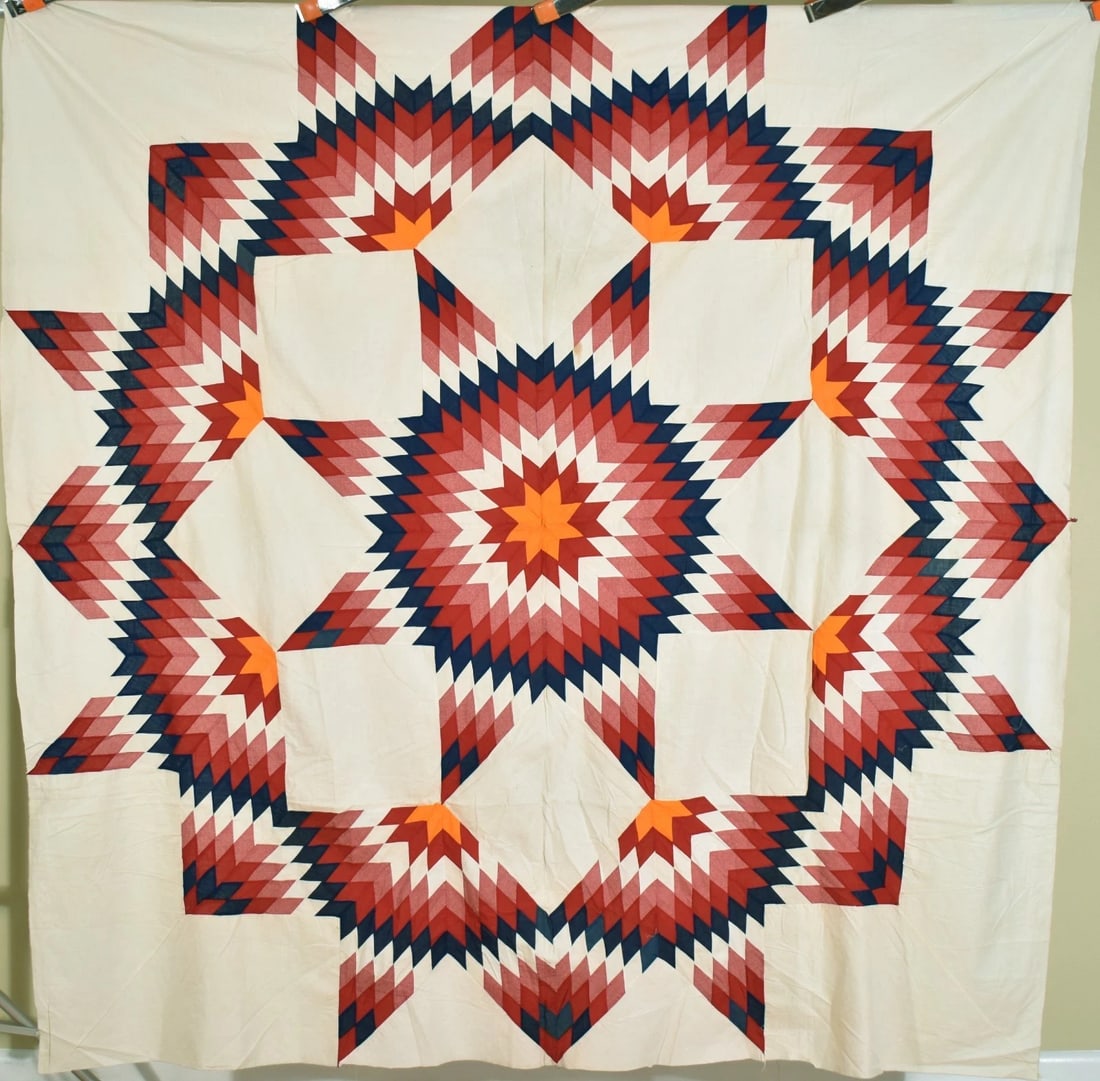 1890's Broken Star Quilt Top: Title: 1890's Broken Star Quilt Top Date: 1890's Origin: Ohio Material: Cotton Dimensions: Shipping: Domestic: Flat-rate of $20.00 to anywhere within the contiguous U.S. International: Foreign
