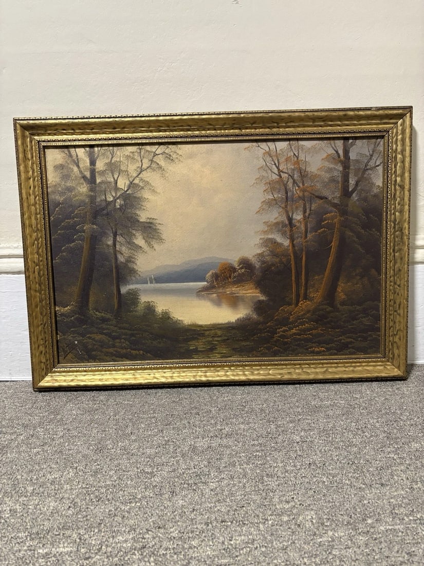 1930's Dean Newton Oil On Board Landscape Painting: The frame measures 27 1/2" x 19 3/8" and the board measures 24" x 16". It is signed in the lower left hand corner. It dates around the 1930's. It is in good condition with minor wear around the