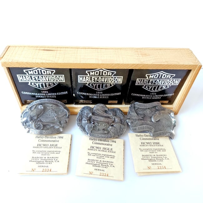 Harley-Davidson1994 Commemorative Eagle Belt Buckle Set - 2
