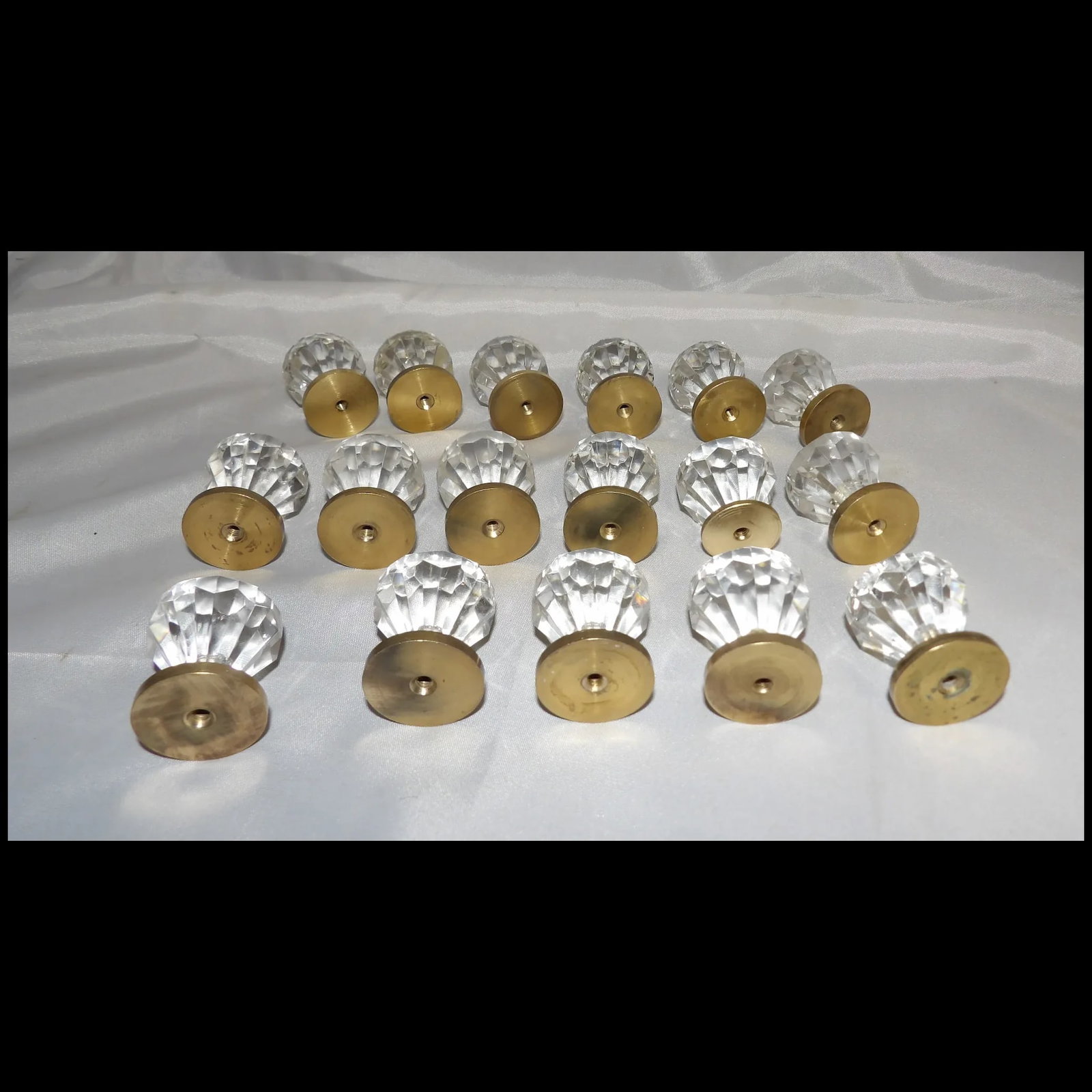 Faceted Acrylic 1 1/4" Clear with Brass Base Door Knobs - 4
