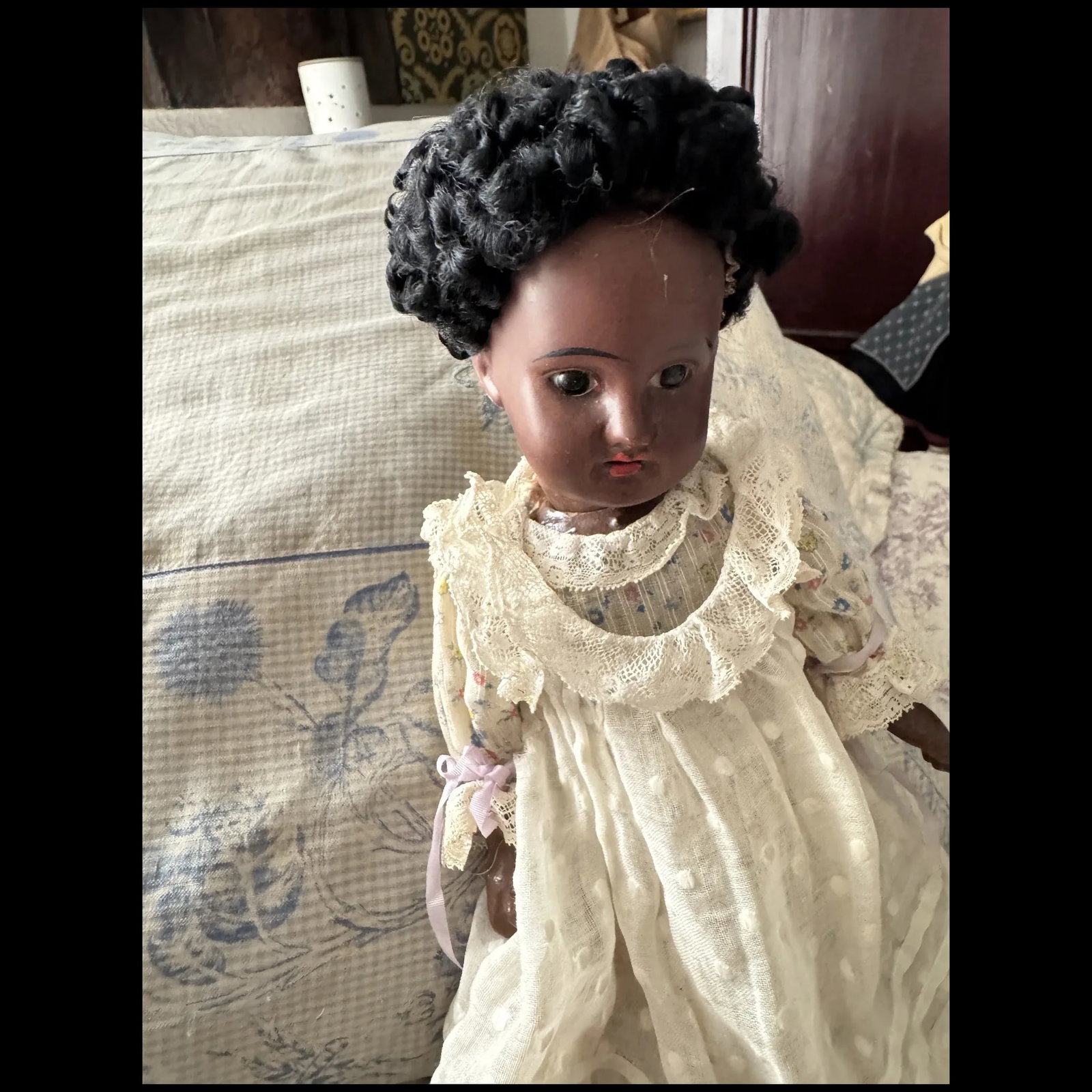 Antique fleischmann & bloedel 13" black French doll - 10