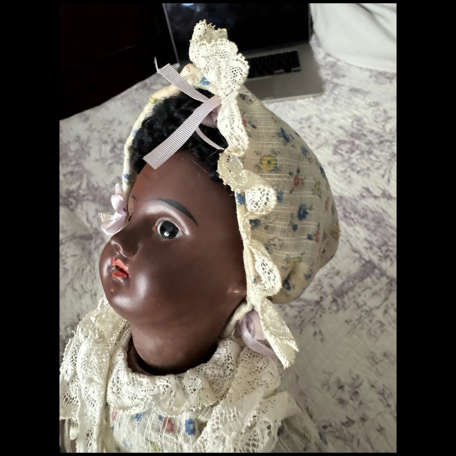 Antique fleischmann & bloedel 13" black French doll - 12