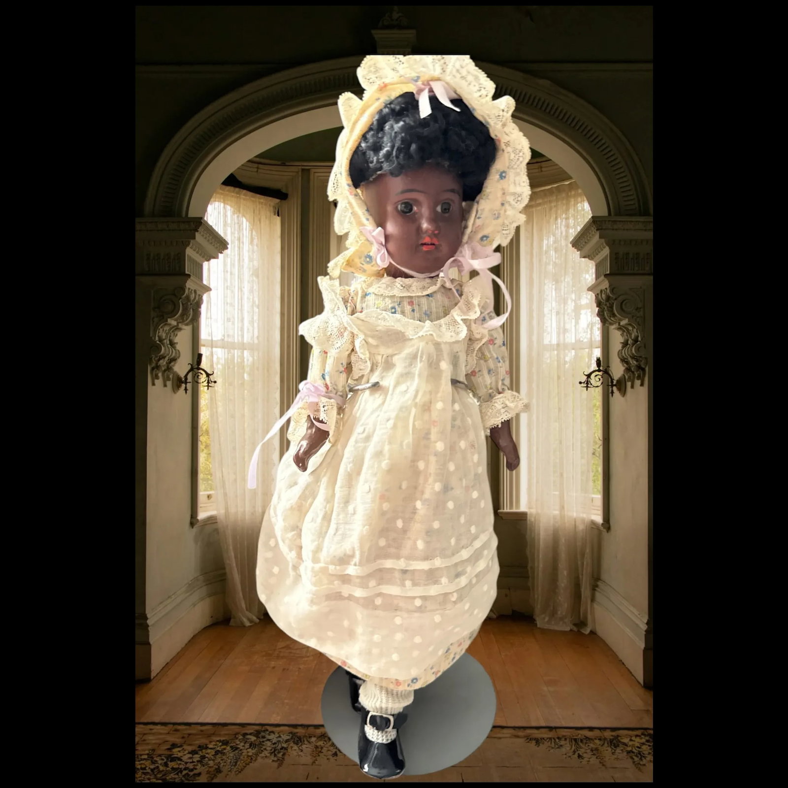 Antique fleischmann & bloedel 13" black French doll - 2