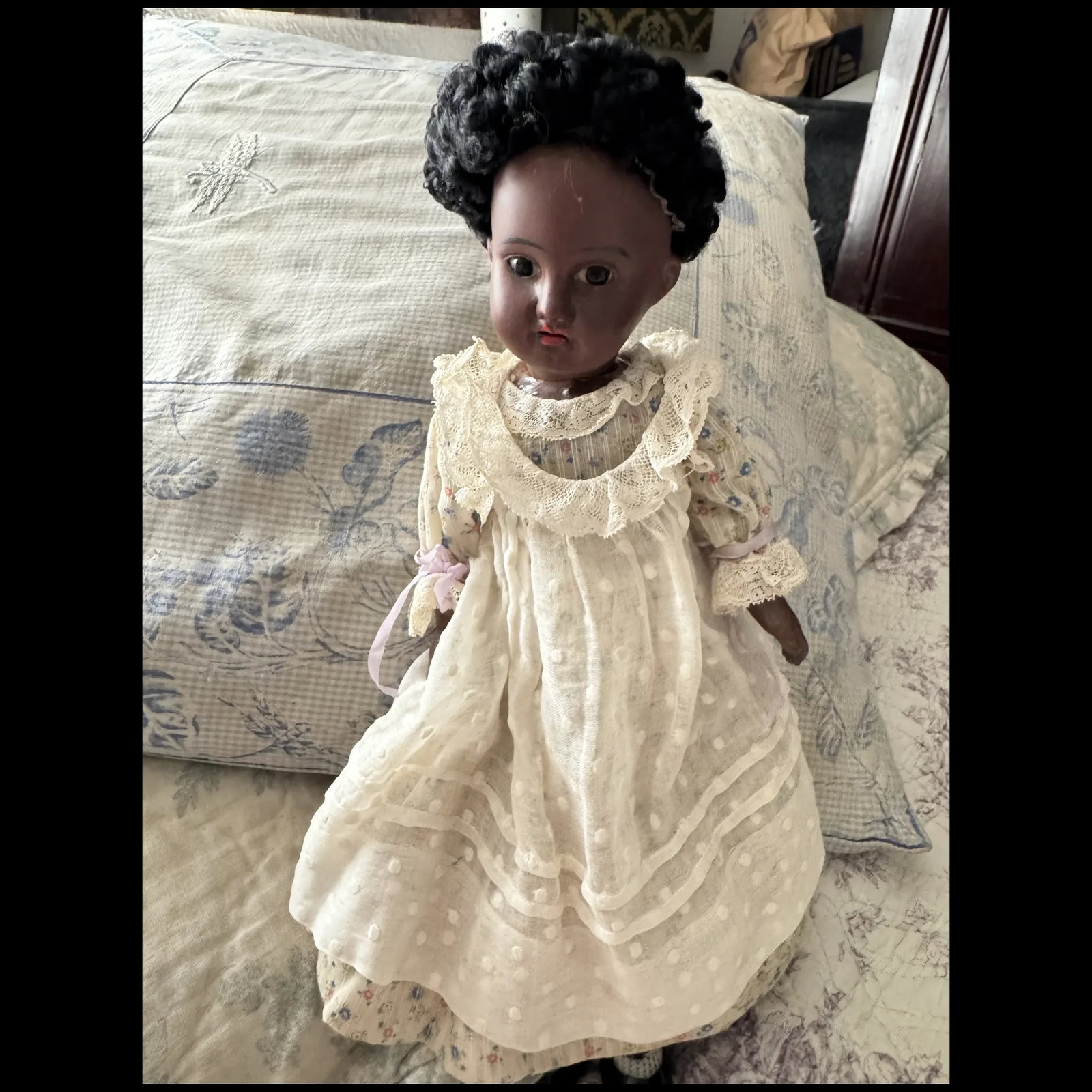 Antique fleischmann & bloedel 13" black French doll - 4