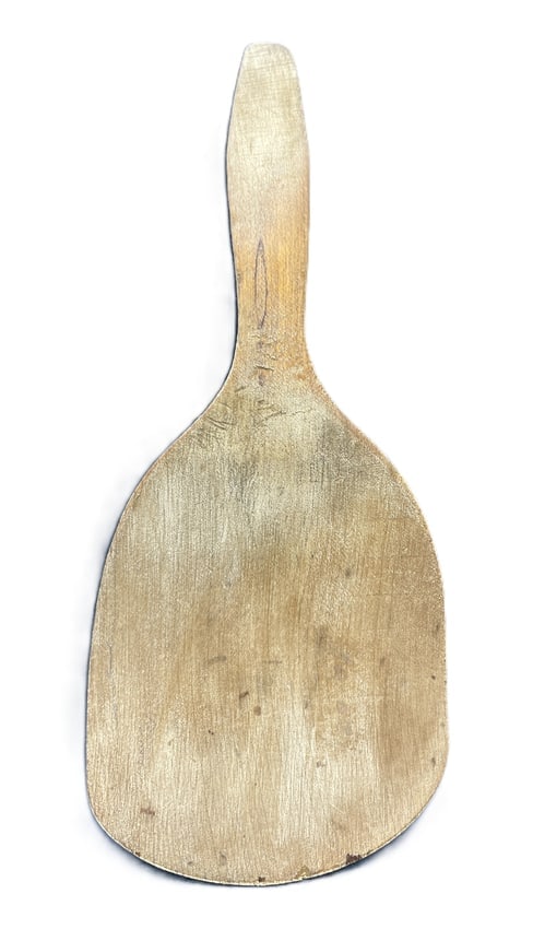 PRIMITIVE HAND CARVED WOODEN BUTTER SCOOP PADDLE SPOON FARMHOUSE: Date/Period: unknown Dimension: Approx. 9.25" long, 5" at widest Material: wood Additional Information: PRIMITIVE HAND CARVED WOODEN BUTTER SCOOP PADDLE SPOON FARMHOUSE Shipping: Domestic: Flat-rate o