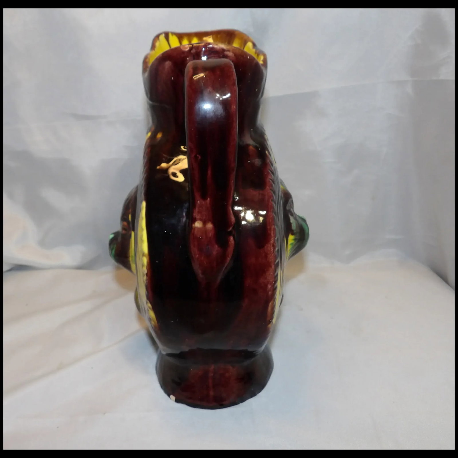 Antique Majolica Drip Ware Bear Pitcher - 4