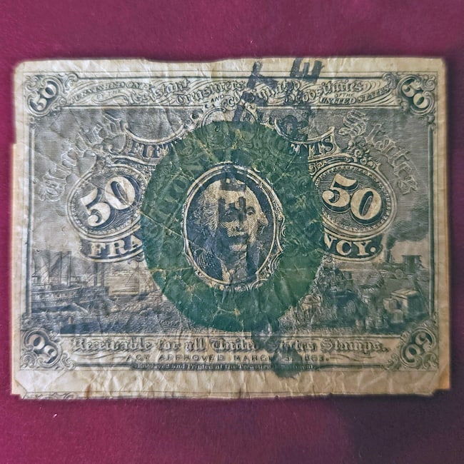 Fractional Currency 3 Cent, 5 Cent Veazie and 2 Counterfeit 50 Cent Circa 1863 - 3