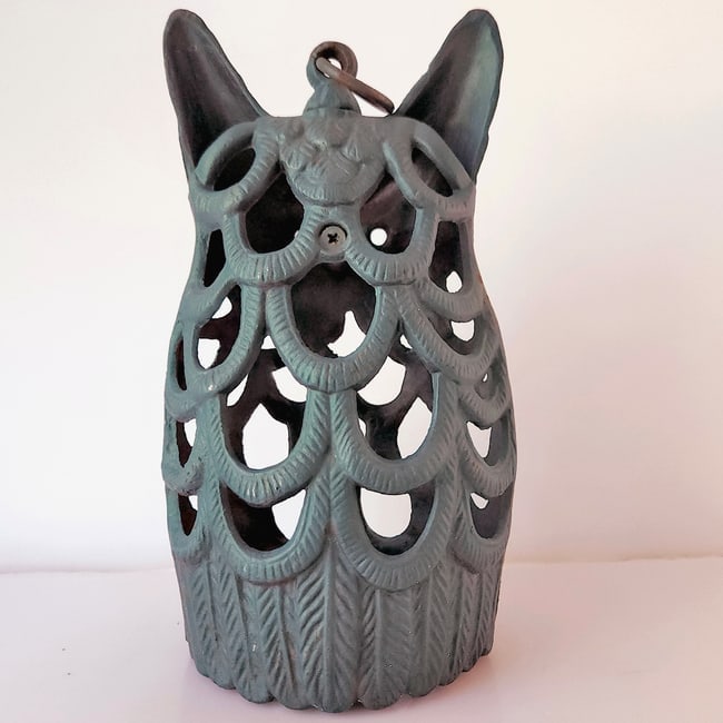 Cast Iron Owl Candle Lantern Candle Holder Japanese Garden Decor - Green - 4